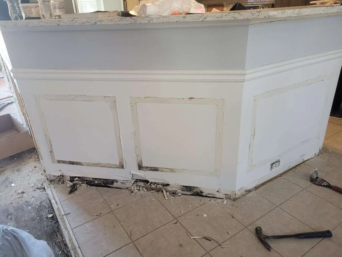 Water damage and mold on kitchen during Storm Damage Restoration in Sharonville